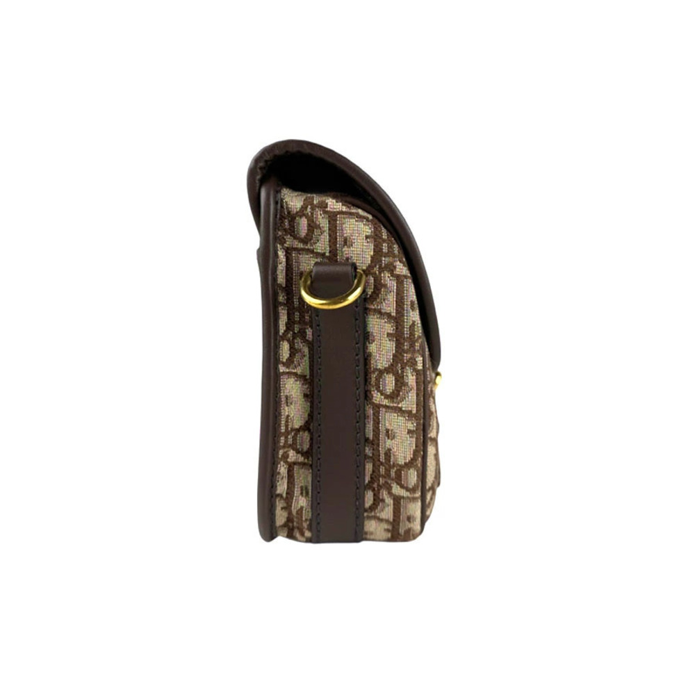 Dior Brown Shoulder Beige Gold Christian Bag  Leather Boy Canvas Tan Gold